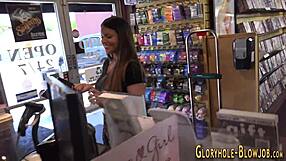 gloryhole slut sucks big black cock for facial