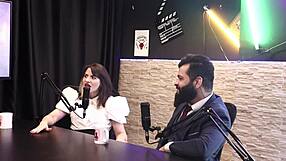 Lady snow in sheer red lingerie hides belly for fun fetish