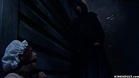 natural busty woman tied up in bizarre bondage scene