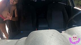 Busty Woman Feels Intense Pleasure Fucking Stranger in Car Encounter