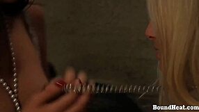 teen on leash licks mistress's big tits and pussy