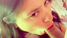 latina puta gives great blowjob and ends with cum in mouth