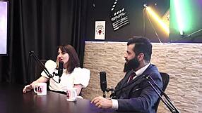 Lady snow in sheer red lingerie hides belly for fun fetish