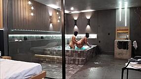 wild sex in the bathtub with brunette