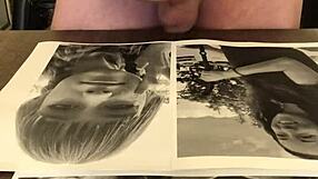 Mature Woman Receives Cum Tribute on Shaved Pussy Close Up