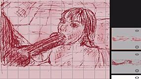 Beautiful MILF Blows Monster Cock in Dark Hentai Drawing