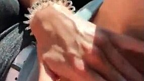 Amazing Blonde Feels Intense Orgasm Fingering Herself In Public Car