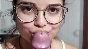 Married teen sucks big white cock in the morning