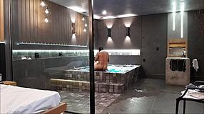 wild sex in the bathtub with brunette