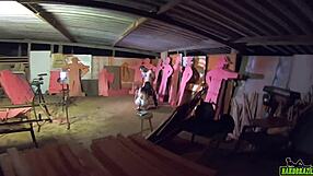 behind the scenes, gabriela ramos records with bettohfitness in the carpentry shop