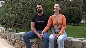 Hot Candy Fly and her boyfriend debut in porn! Bent over for doggystyle cumshot on tits outdoors!