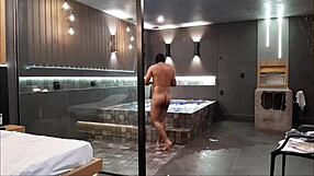 wild sex in the bathtub with brunette