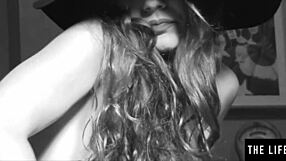 Horny brunette masturbates to a wild orgasm on the pool table