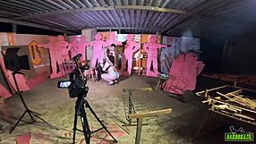 behind the scenes, gabriela ramos records with bettohfitness in the carpentry shop