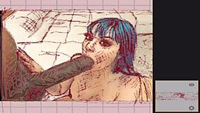 Beautiful MILF Blows Monster Cock in Dark Hentai Drawing