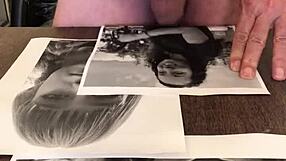 Mature Woman Receives Cum Tribute on Shaved Pussy Close Up