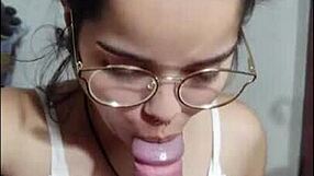 Married teen sucks big white cock in the morning