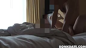 My shy first sex tape with dating couple, riding and fucking