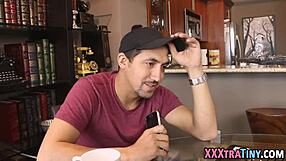 Teeny gets facial in hardcore scene