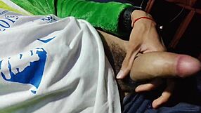 Skinny Tattooed Young 18+ Man Cums from Big Cock Slap