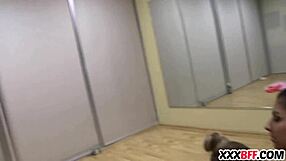 In the ballet studio, ballerinas punish the newbie with hardcore sex