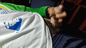 Skinny Tattooed Young 18+ Man Cums from Big Cock Slap