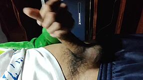 Skinny Tattooed Young 18+ Man Cums from Big Cock Slap