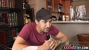 Teeny gets facial in hardcore scene