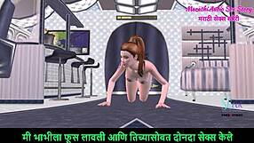 A beautiful teen girl poses in the airplane in animated 3D story