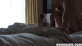 My shy first sex tape with dating couple, riding and fucking