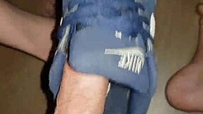 Twink teen sucks gay dick in Nike Airmax sneakers with foot fetish