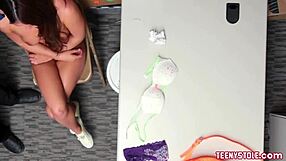 Cute shoplifter Davina Davis bent over and fucked hard by guard! What a wild scene!