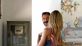 Hey, watch this blonde babe rubbing her pussy hard in high definition.