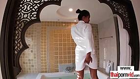 Amateur asian teen 18+ strips naked for hunk boyfriend hardcore fucking