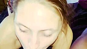 Whore sucks big black cock in front of loser boyfriend.