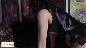 His girlfriend dressed as batgirl gets licked