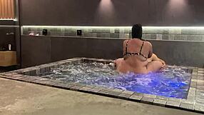 Beautiful brunette grabbed from behind for hard pussy thrusting until she screams