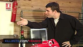 busty ebony woman receives punishment in the garage