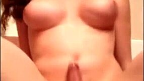 Tranny fucks her ass hard with a dildo.