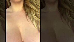 Blonde babe with big tits in pov.