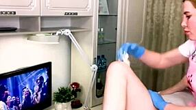 sugarnadya waxes her legs for a client with a gorgeous and sexy ass.