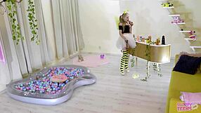 petite girl in bee costume licks honey and sucks cocks in trailer