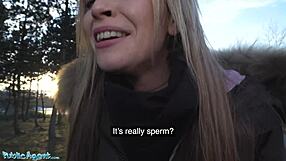 Public Agent Tina Princess Performs Blind Cum Tasting Test In Hotel.