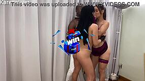 two girls surprised by big guy