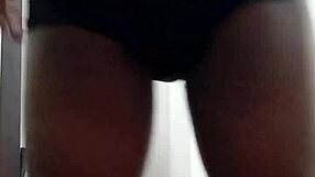 This gay stud strips down to his panties for some action