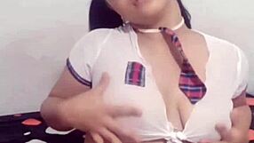 Latina visits cousin in new york and asks to see under skirt