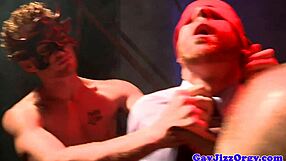 blindfolded hunk gets cock surprise