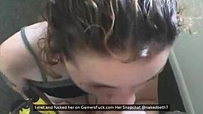 Ugly pregnant whore performs sloppy blowjob in prison, then receives assfucking from amateurs