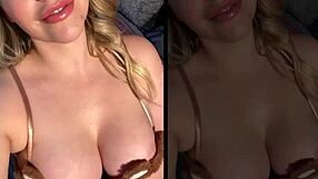 Blonde babe with big tits in pov.