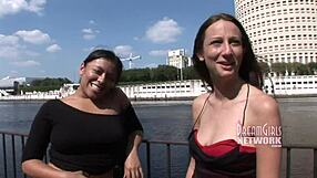 two latinas strip naked outdoors for public masturbation